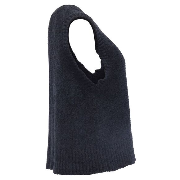 Theory V-Neck Sweater Vest in Black Cotton